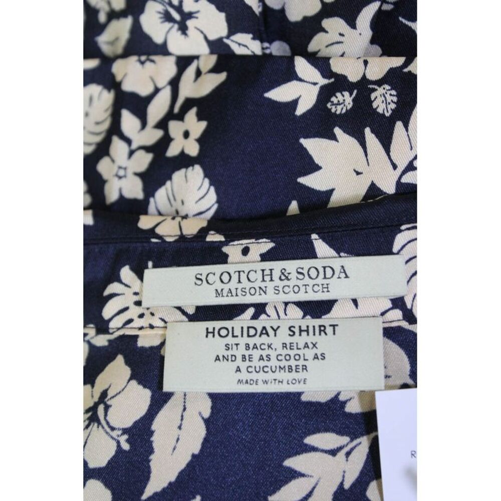 Scotch & Soda Womens Floral Print Short Sleeve Button Up Blouse Top Navy Size M - Picture 6 of 6